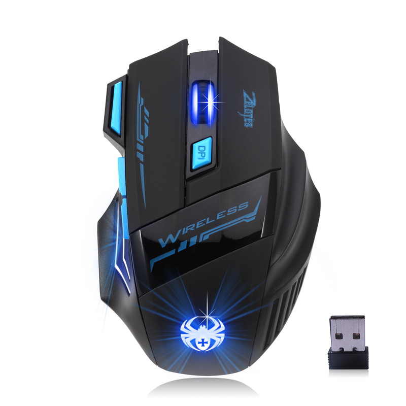 Mouse ottico da gioco wireless ZELOTES F-14 con LED blu_voghion.com