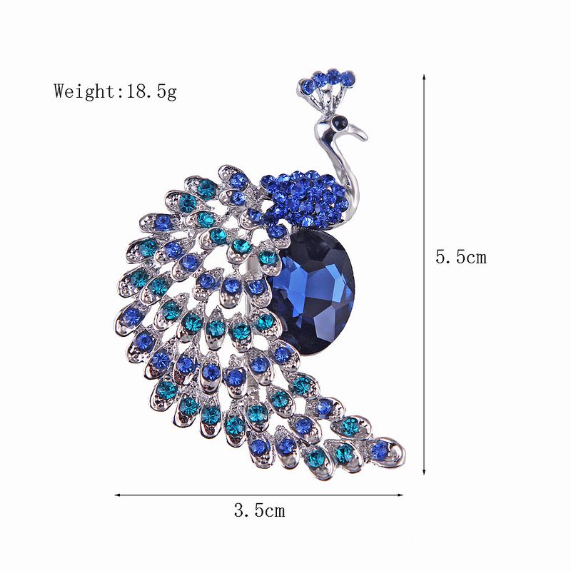 Korean fashion creative retro crystal peacock brooch alloy diamond corsage female pin clothing accessories_voghion.com