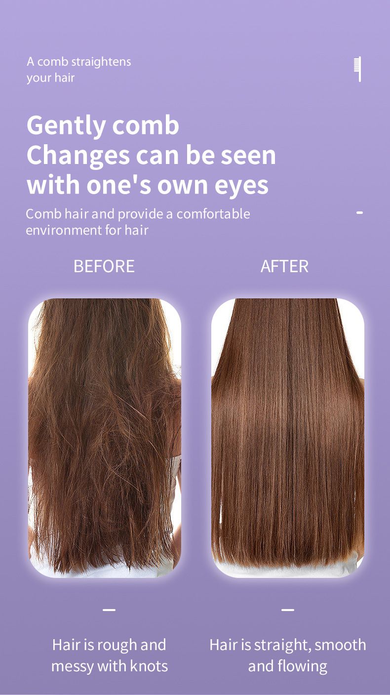 Mini Hair Straightener Brush - Negative Ion Detangling Comb For Quick Styling_voghion.com