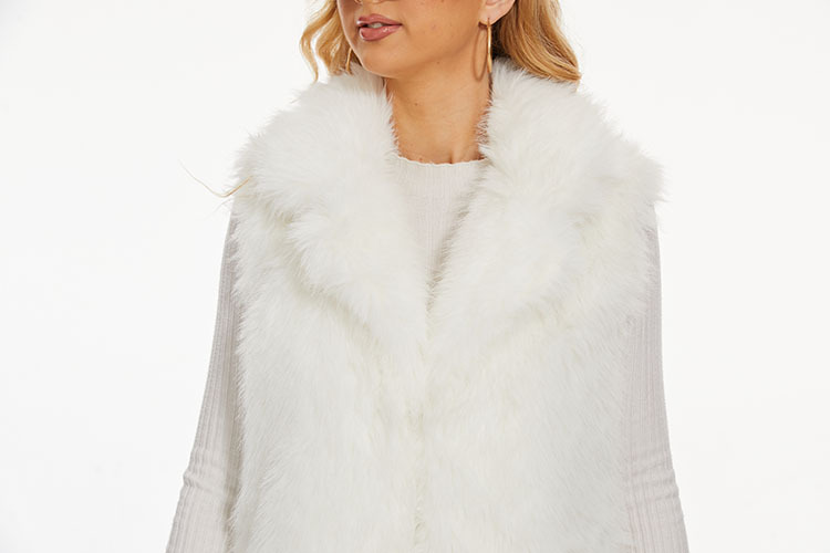 Damen neue Pelzimitation Fuchspelz Pelzweste Reversweste mittellange Kunstpelz Damenweste zum Warmhalten_voghion.com