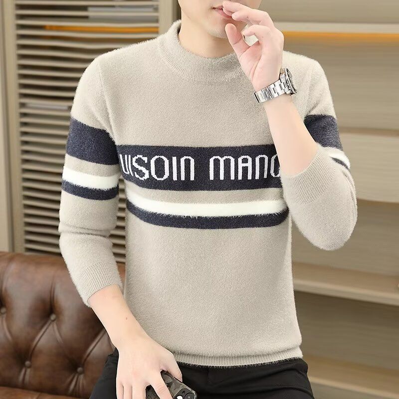 Pullover für Herren, neuer Winterpullover mit Nerzpelz-Strickbasis, trendiger und hübscher warmer Pullover mit Innenschicht_voghion.com