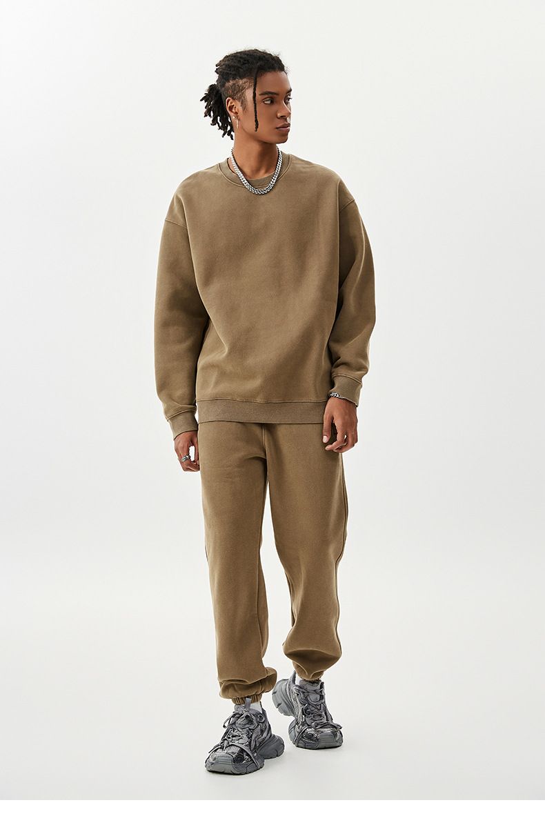 Unisex Heavyweight Fleece Tracksuit – Vintage Batik Print Hoodie & Jogger Set (S-XXL, 58% Polyester 42% Cotton)_voghion.com