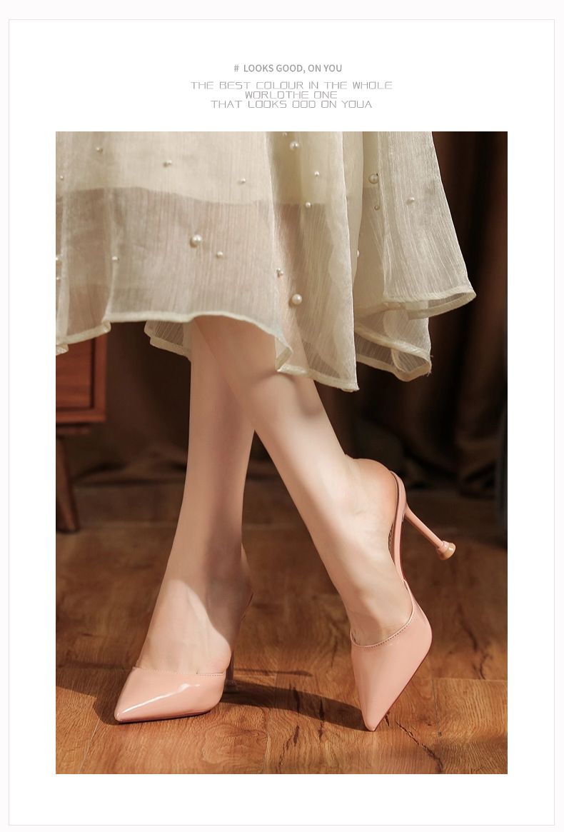 6288-3 Slippers High Heels Leather Simple Daily Professional Commuting Women's Shoes Thin Heel Pointed Toe OA Elegant_voghion.com