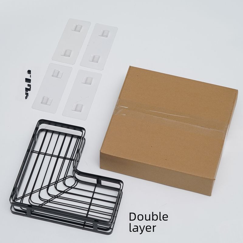 Prateleira de canto de cozinha de camada dupla, prateleira triangular para banheiro, suporte para parede, lavatório sem perfuração, lavatório para varanda, banheiro_voghion.com