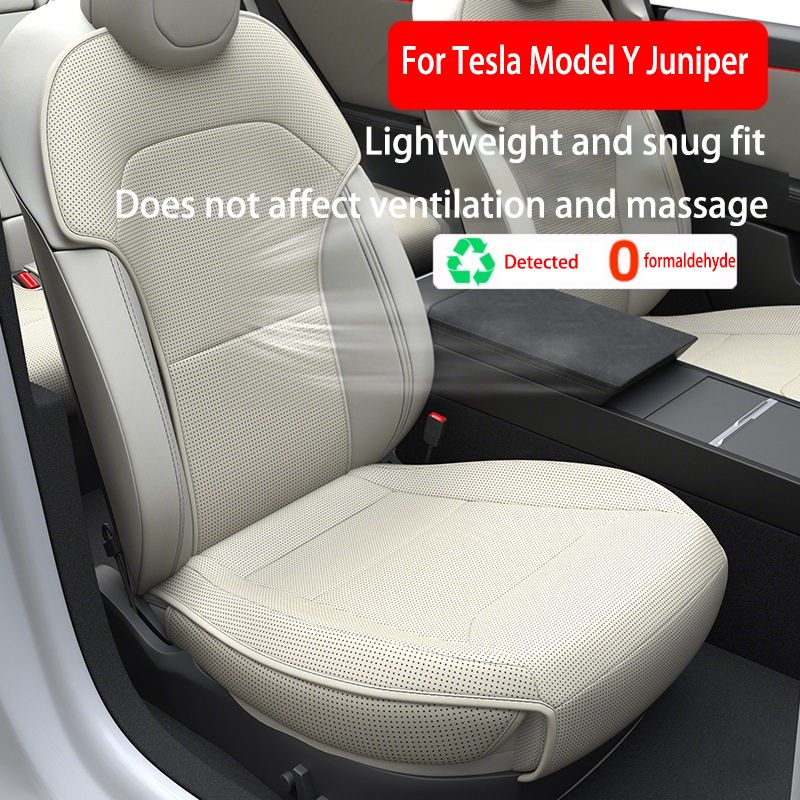 For Tesla ModelY Juniper 2025 PU Seat Cushion Ventilation Comfortable, Four Seasons Universal Split Single Sitting Back_voghion.com