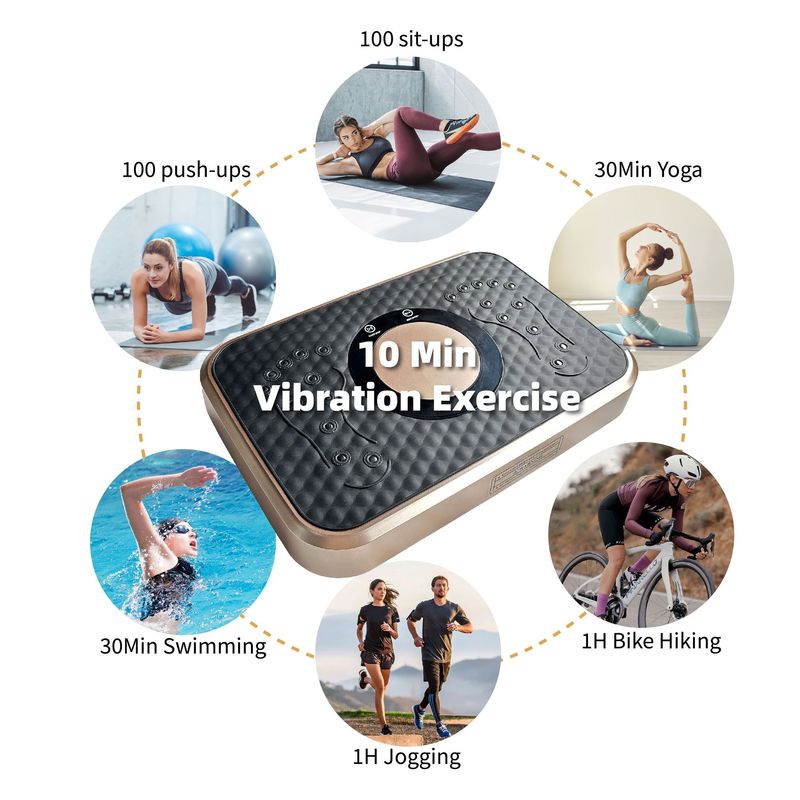 Vibration Plate Fitness Platform, Whole Body Exercise Machine For Lymphatic Drainage, Shaking Workout Board With 120 Speed Levels, Fat Burner And Weight Loss Equipment For Men And Women._voghion.com