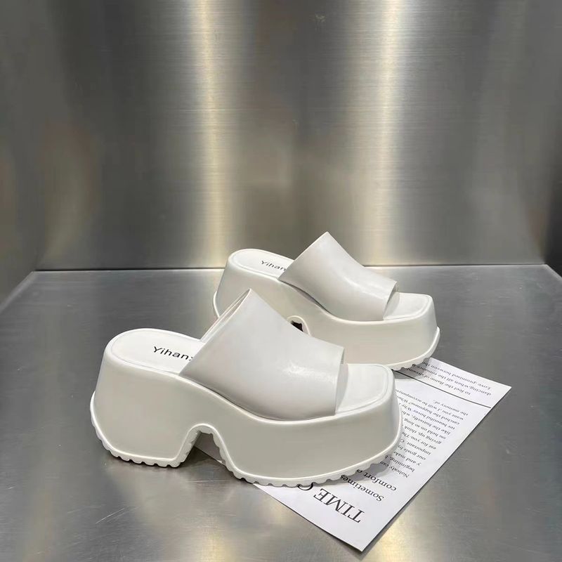 Women's Dress Platform Mules with High Heel Slip On Square Toe Wedge Heel Sandals_voghion.com