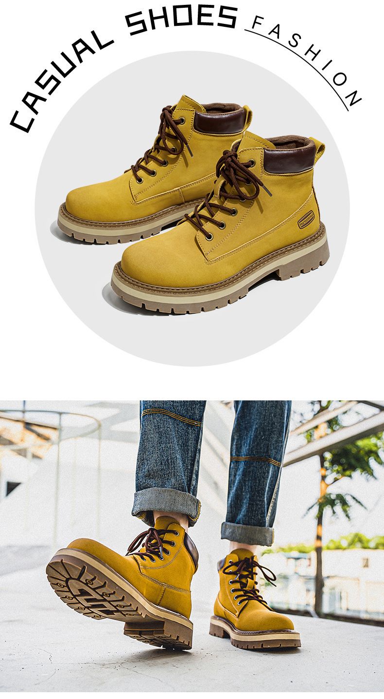 Rhubarb Boots Men's Thick-soled Heightening Desert Martin Boots High-top Men's Boots Functional Wind_voghion.com