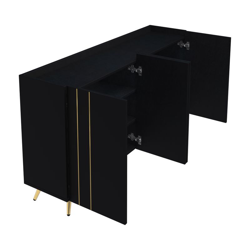 Beistellschrank Hochschrank Mit Verstellbaren Böden, Goldene Metallstreifen_voghion.com