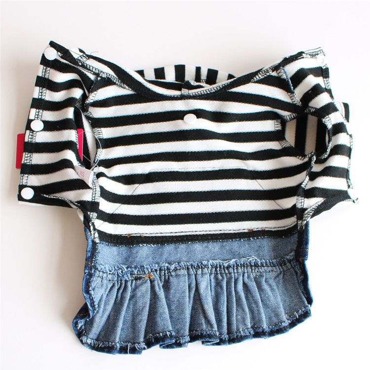 19 Nieuwe Teddy Lente Herfst Winter Kleding Kleine Hond Gestreepte Denim Rok Huisdierkleding_voghion.com