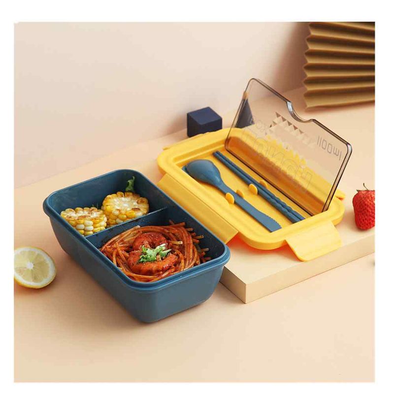 2 contenitori per il pranzo al microonde da 1100 ml, contenitori per alimenti portatili a 2 strati, per un pranzo sano, bento box con posate_voghion.com