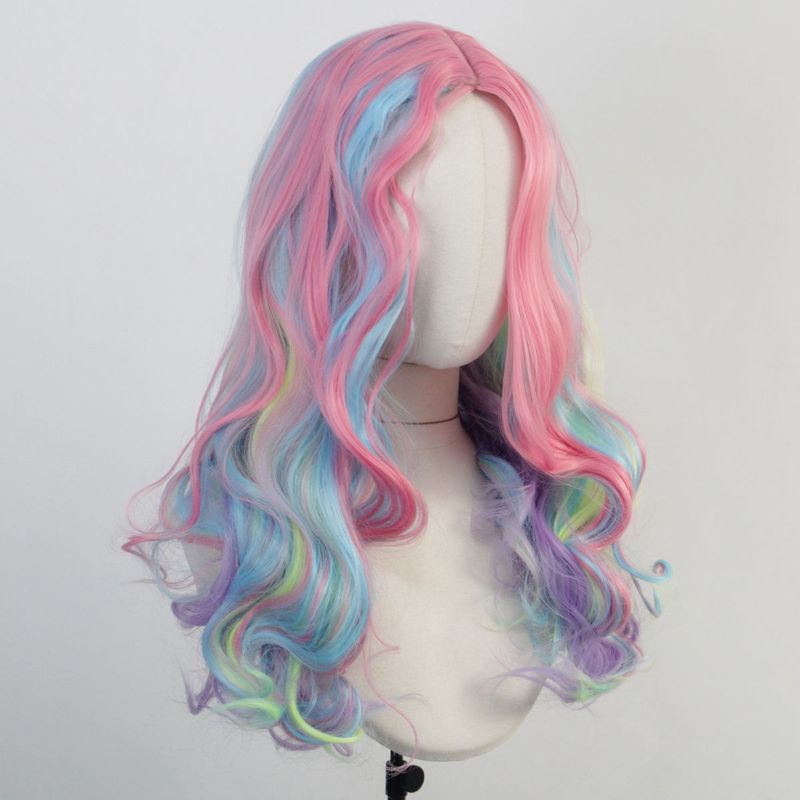 Parrucca sintetica per feste di cosplay Anxin Women Long Wave Mixed Color Ombre per uso quotidiano o per feste_voghion.com