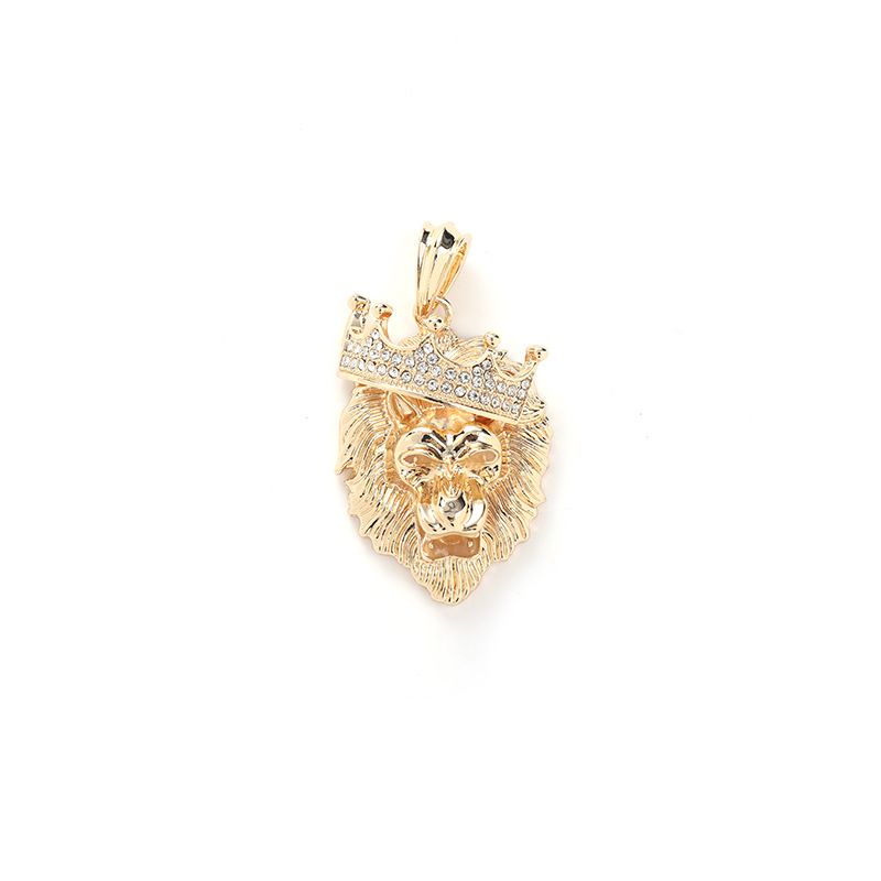 Collier en alliage avec pendentif tête de lion pour homme, bijou hip-hop, motif torsadé de pâte frite_voghion.com