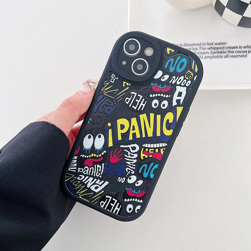 Doodle grappige uitdrukking telefoon case Voor iPhone 14 13 12 Pro 11 ProMax XSmax XR X XS 7 8Plus schokbestendig Zachte Siliconen Achterkant_voghion.com