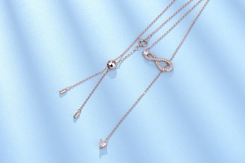 Eeuwige Liefde Ketting Vrouwen Roségoud Ingelegd Met Volledige Diamanten Niche Ontwerp Kristal Element Sleutelbeen Ketting_voghion.com