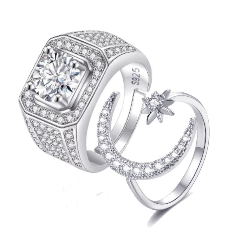 Paarring Weißgold Paarring Festivalschmuck Einfaches Valentinstags-Geburtstagsgeschenk_voghion.com