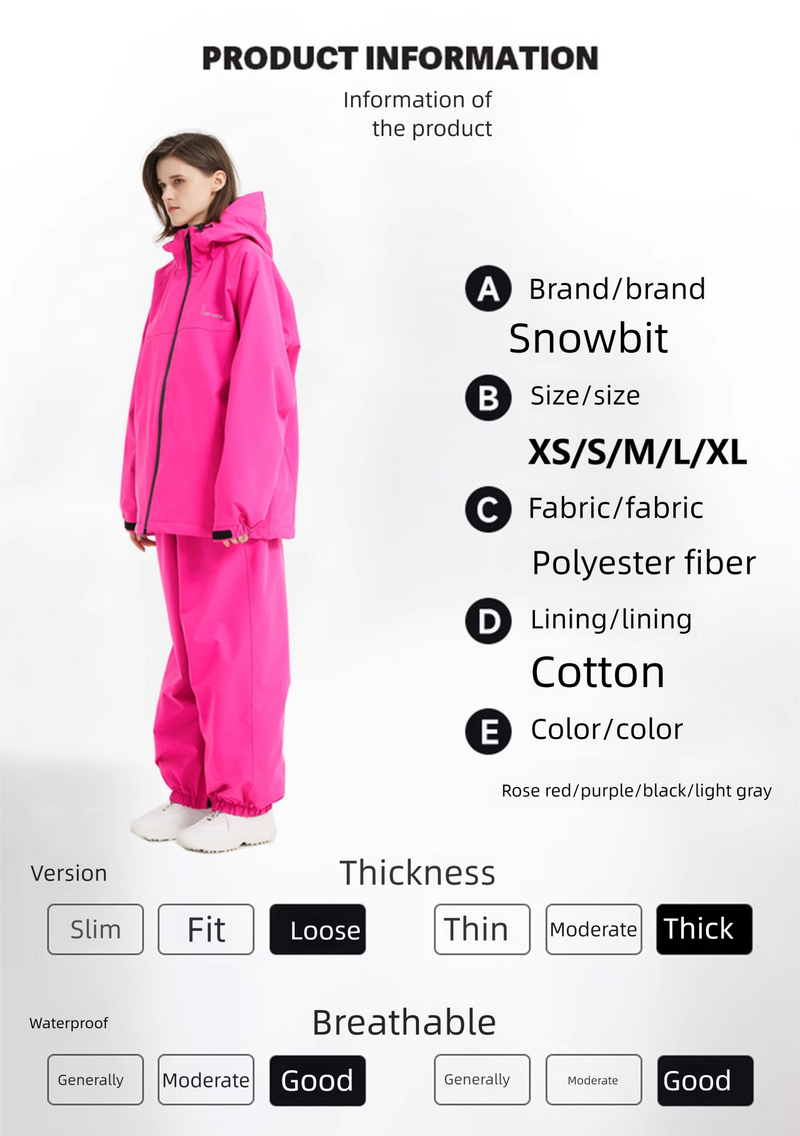 Completo invernale da esterno taglie forti, pantaloni da snowboard per coppie, per donne e uomini_voghion.com