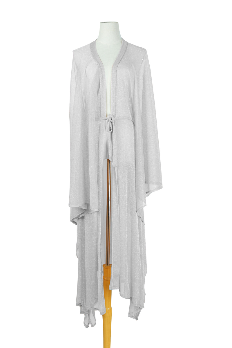 Cárdigan de malla elástica para mujer, top de playa protector solar largo, bikini, hijab para mujer_voghion.com