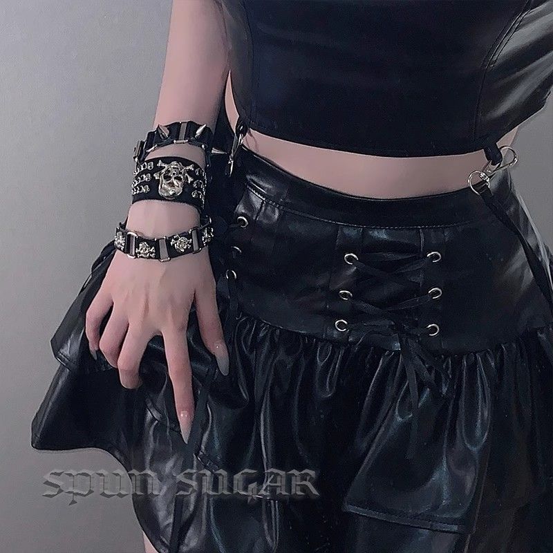 Braccialetto personalizzato con rivetti in stile punk, regolabile, in pelle PU, alla moda, per street dance_voghion.com