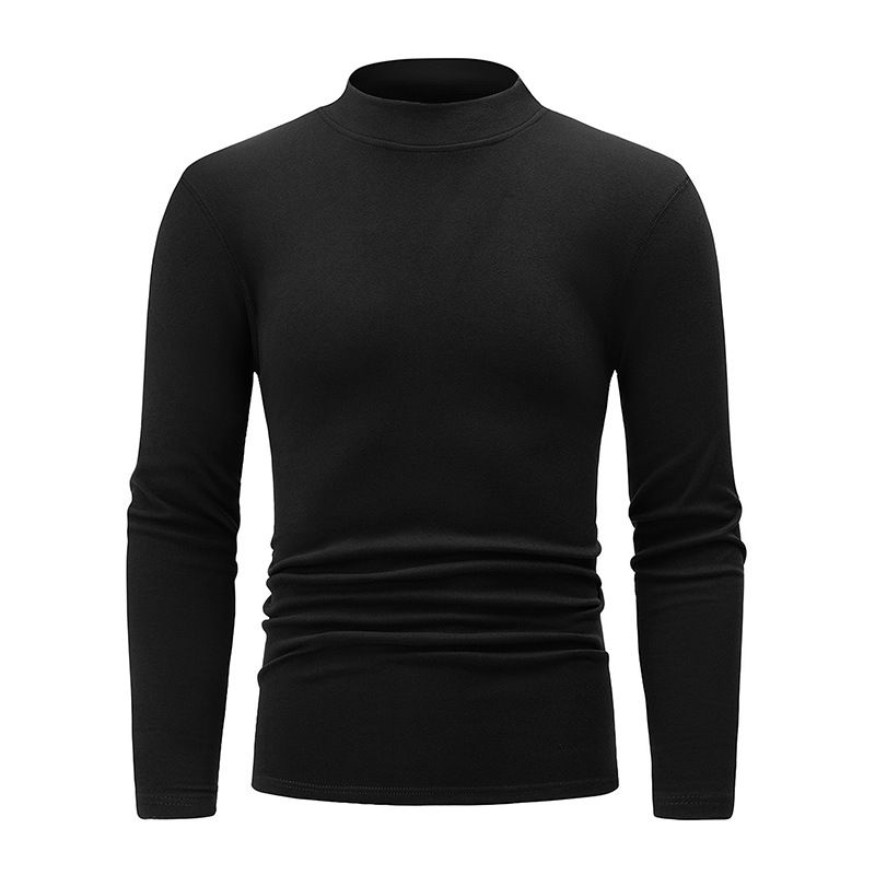 Overseas Platform Special Code Herbst Winter Herren Einfarbig Warm Halb Rollkragen Mode Basishemd Lässig Vielseitig_voghion.com