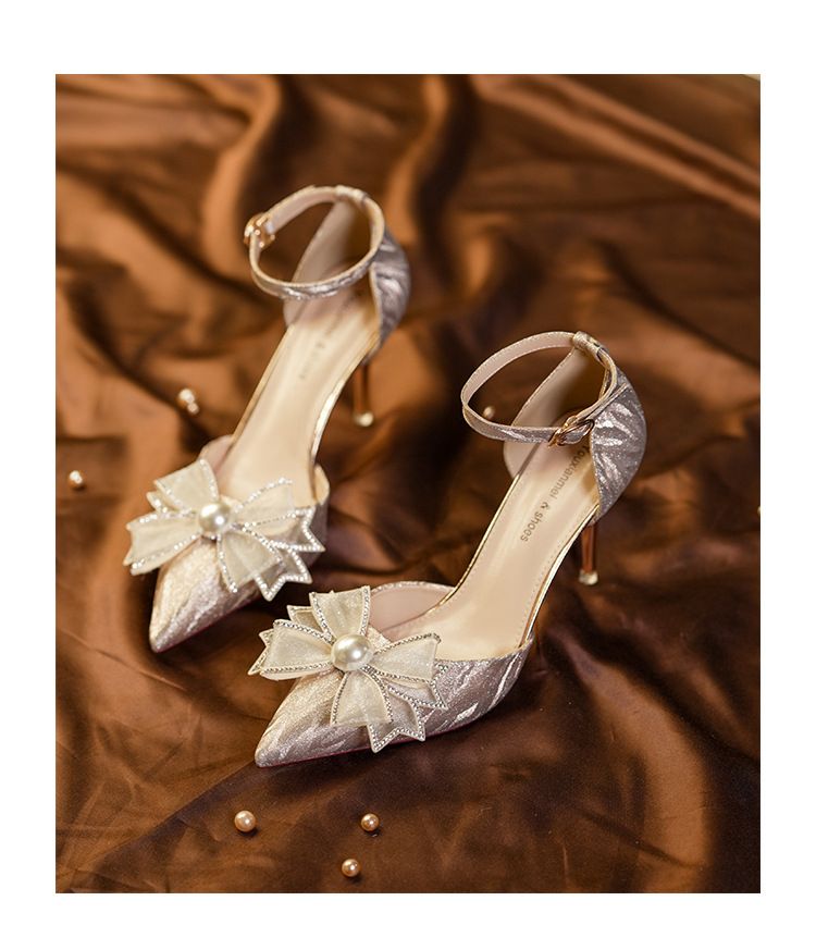 6692-5 Ein-Wort-Schnalle Socialite Style Design Tiger Skin Muster Strass Schleife Erwachsene Zeremonie High Heels_voghion.com