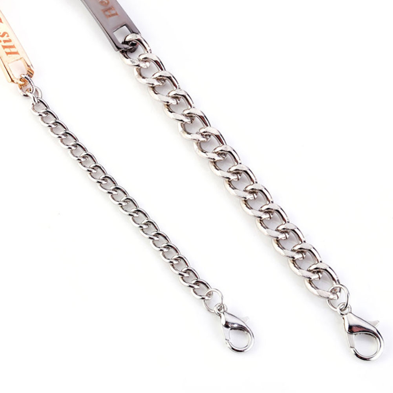 Yamaler Mode Hans Drottning Hennes Kung Titan Stål Par Armband Handled Kedja Smycken_voghion.com