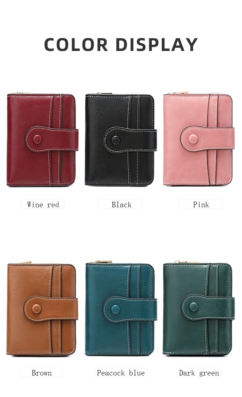 Cross Border Nieuwe RFID Anti Magnetische Korte Portemonnee Multifunctionele Ritssluiting Portemonnee Europese En Amerikaanse Retro Dames Muntenportemonnee_voghion.com