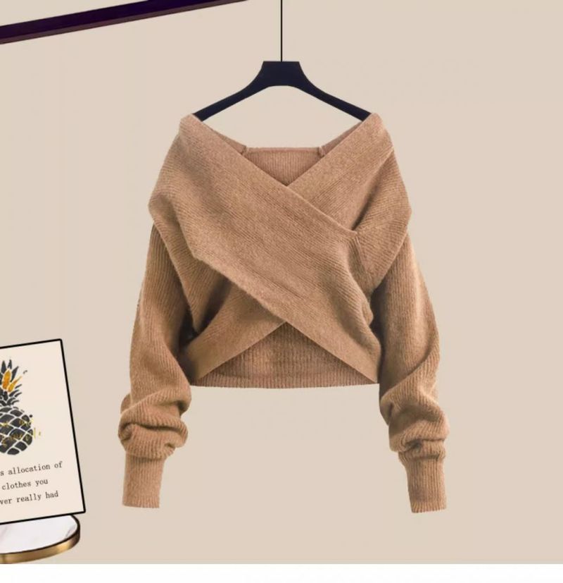 Damenbekleidung Street Blasting Net Red Xiaochan Style Anzug Damen Herbstbekleidung Hot Girl Pullover Strickrock Dreiteiliger Anzug_voghion.com