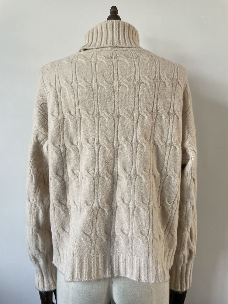 Pull ample décontracté à manches longues et col roulé pour femme_voghion.com
