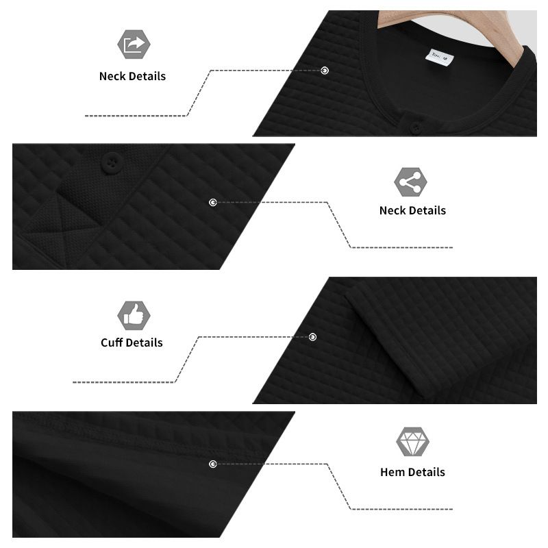 Maglietta Henley da uomo in tessuto pesante e testurizzato – Maglietta vintage a maniche lunghe con bottoni, vestibilità comoda in misto poliestere per autunno e inverno (S-XXXL, 7 colori)_voghion.com