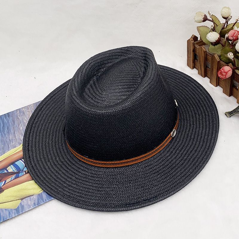 nuovo cappello da spiaggia parasole da uomo e da donna estivo da viaggio protezione solare cappello da cowboy occidentale cappello di paglia_voghion.com