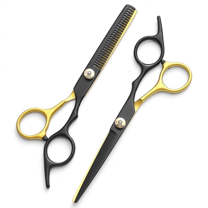 Professionelles Schwarzgold-Set mit flachen Zähnen, Haarschneidewerkzeug_voghion.com