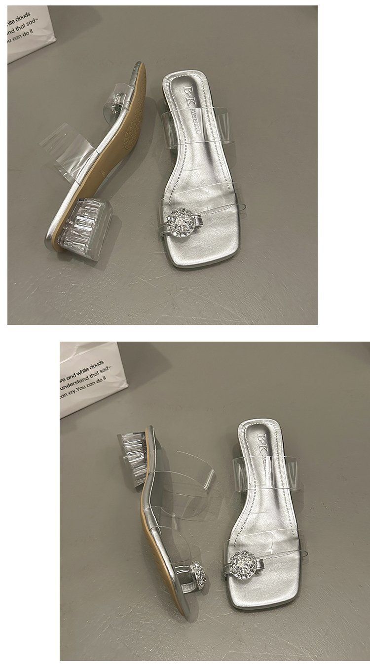 Damen-Sandalen mit kristallverzierter quadratischer Zehenpartie – transparenter Blockabsatz und verstellbarer Knöchelriemen (8,9 cm Absatz, sommerlich elegant)_voghion.com
