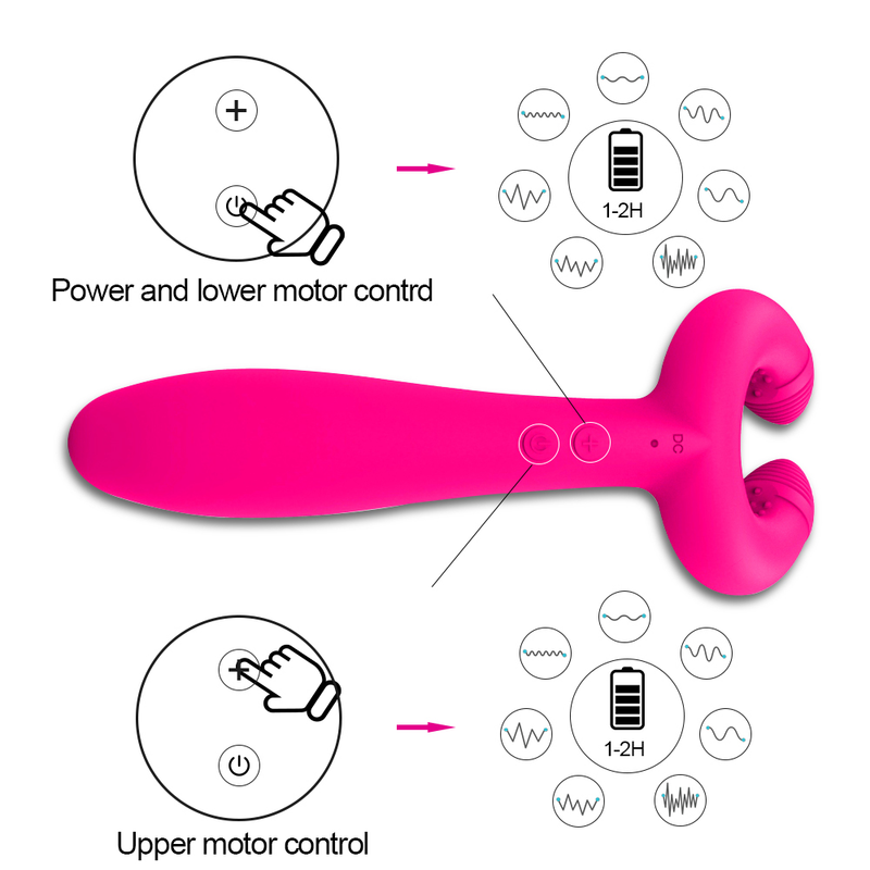 G-spot 3 moteurs gode vibrateur Anal Double pénétration Clitoris stimulateur jouets sexuels pour femmes hommes Coup_voghion.com