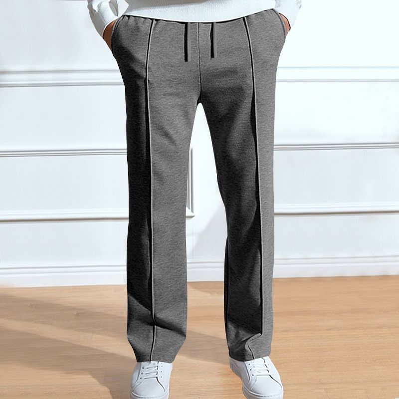 Îmbrăcăminte pentru bărbați, pantaloni sport casual pentru bărbați, talie înaltă, cu cordon, mărime mare, culoare solidă_voghion.com