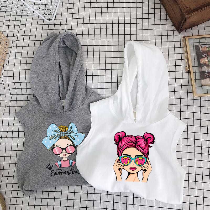 Children's Clothing 2025 New Girls Shorts Suit Hooded Two Piece Korean Style Fashion Cartoon Vest Trend_voghion.com