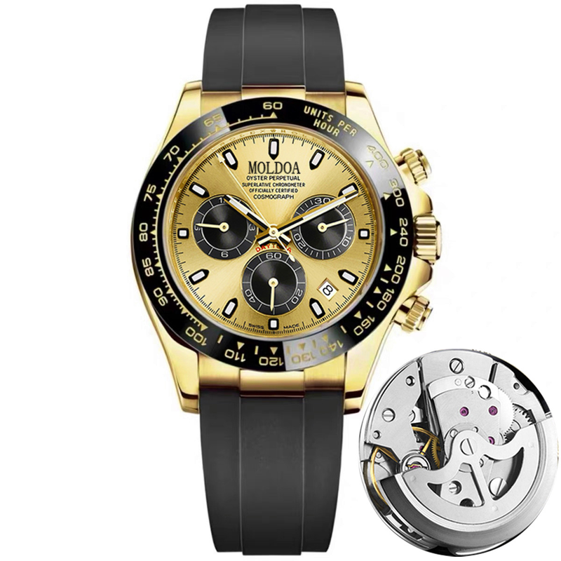 Vollautomatische Herrenuhr mit Hohlwerk und leuchtendem Kalender, wasserdichtem Douyin-Silikonarmband_voghion.com
