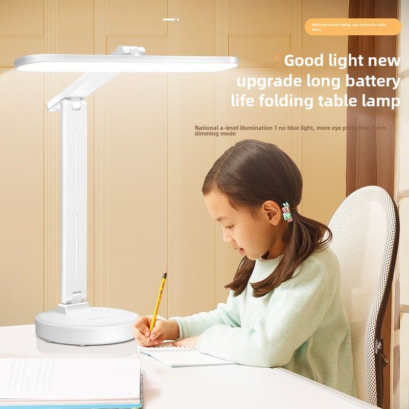 Lampada da tavolo per studenti, dormitorio, lettura, protezione degli occhi, grande testa, controllo touch, plug-in, lampada da comodino pieghevole a doppio scopo_voghion.com