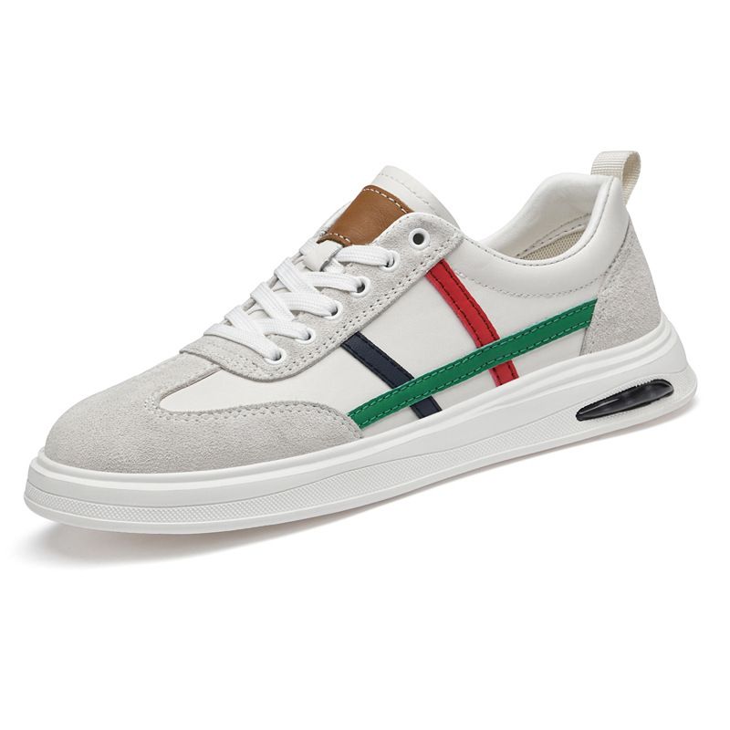 Zapatos deportivos casuales de piel para hombre, de punta redonda, estilo beatoria, para estudiantes, para correr, blancos para niños._voghion.com