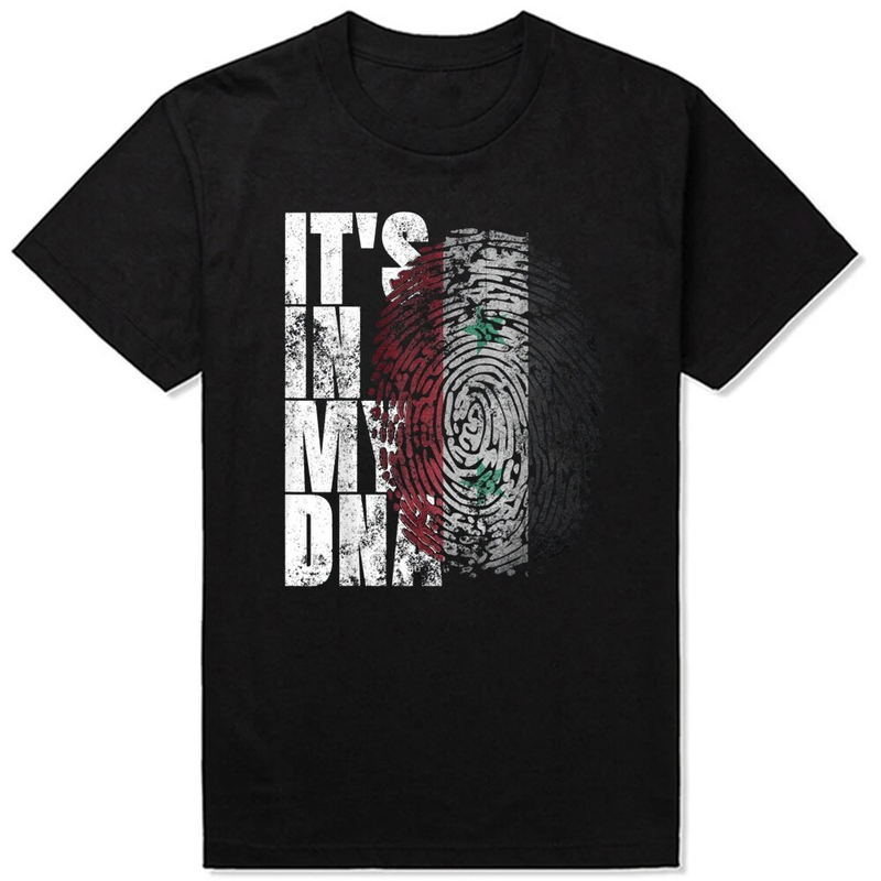 It's in My DNA Syrian Arabs Arabic Gifts Syria Flag Tee Tops Round Neck Short-Sleeve Fashion Tshirt Clothing Basic_voghion.com
