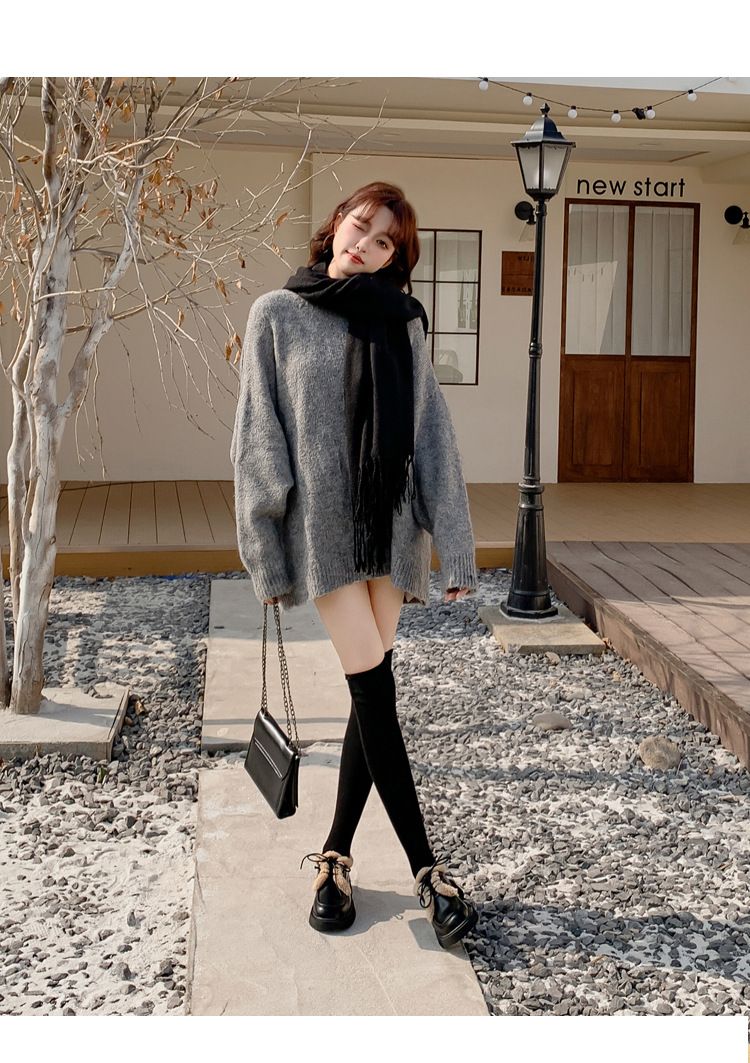 Platform Loafers Women's Retro British Style Single Shoes Women's Lace-up Plush And Furry Small Leather Shoes_voghion.com