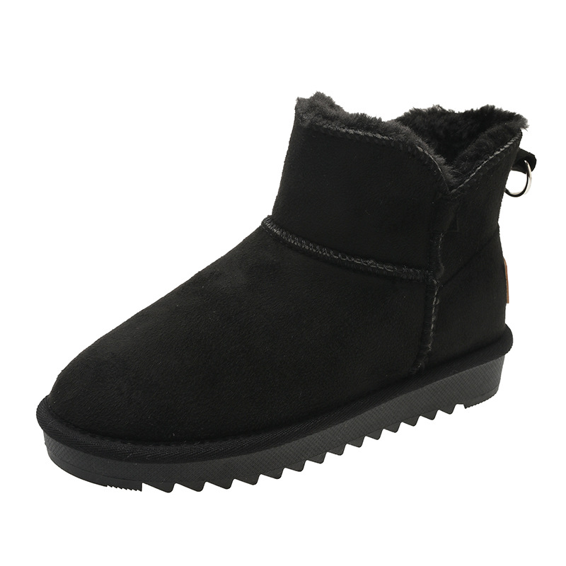 Schneestiefel für Damen, kurze Röhre, neues Fell, rutschfest, braun, Winterstiefel, warm, plus samtverdickte Baumwollschuhe_voghion.com