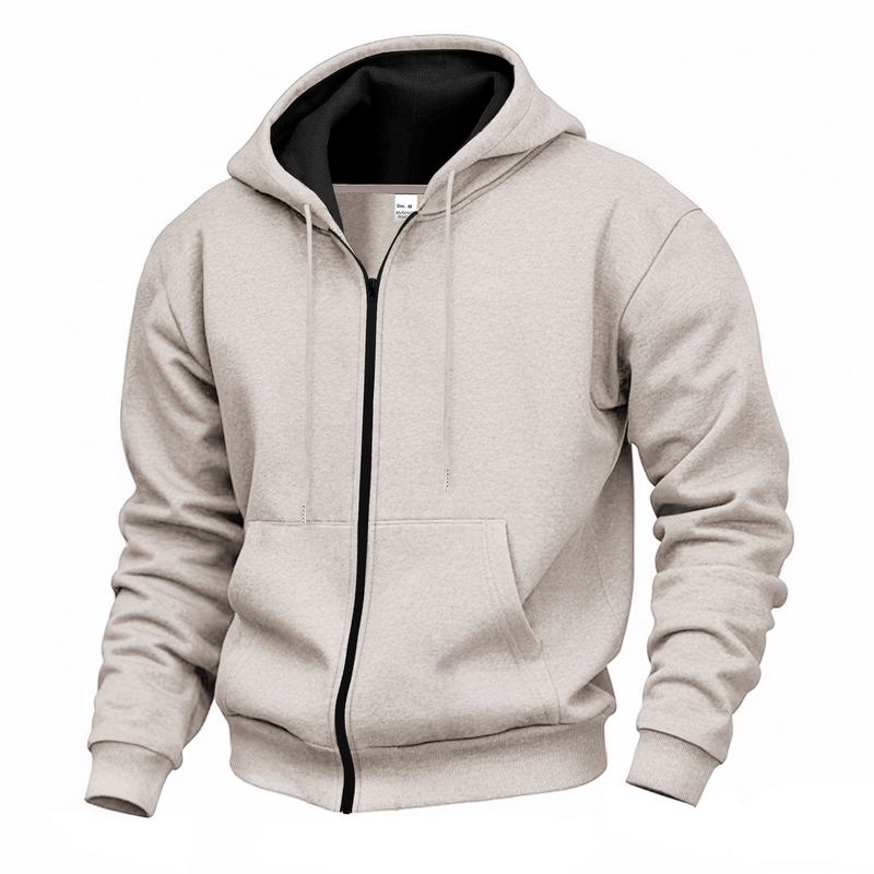 Felpa casual con cappuccio e cerniera, calda e funzionale, in velluto, per uomo, autunno e inverno_voghion.com