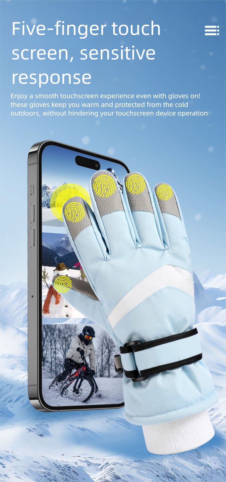 Erwachsene Ski Fleece-gefütterte warme neue Winter Radfahren Reiten Outdoor Männer und Frauen Touchscreen Handschuhe_voghion.com