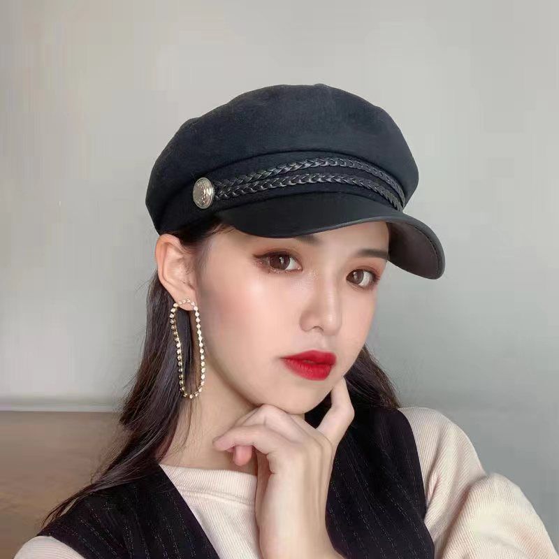 Hot Sale 1PC Women Men Spring Autumn Sailor Hats Black Ladies Beret Caps Flat Top Captain Cap Travel Cadet Octagonal Hat_voghion.com