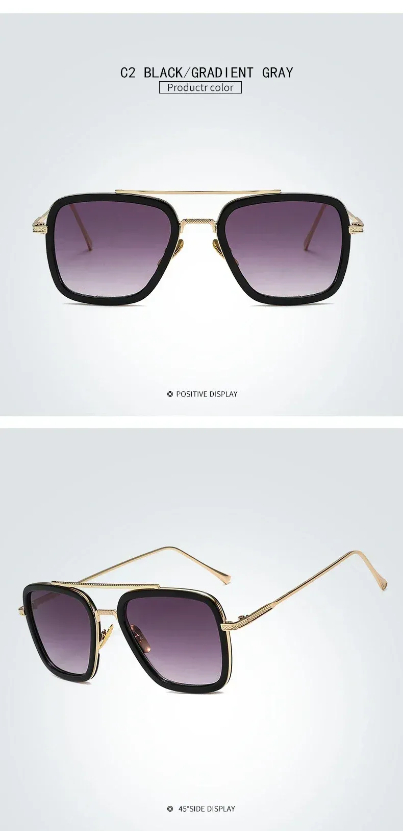 Luxus Quadrat Sonnenbrille Männer Frauen Marke Designer Retro Legierung Rahmen Große Sonnenbrille Vintage Gradienten Männlich Weiblich Oculos Feminino_voghion.com