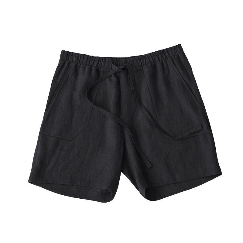 Pantaloncini da spiaggia snellenti in cotone e lino da uomo, nuovi, estivi 2023, con elastico in vita e tinta unita_voghion.com