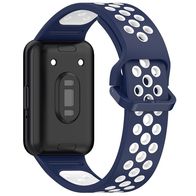 For Samsung Galaxy Fit 3 Two Color Breathable Silicone Watch Band(Midnight Blue White)_voghion.com