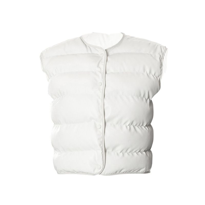 Damenbekleidung im neuen Stil, Rundhalsausschnitt, ärmellos, Knopf-Cardigan, warme Jacke, Weste, Baumwollmantel_voghion.com