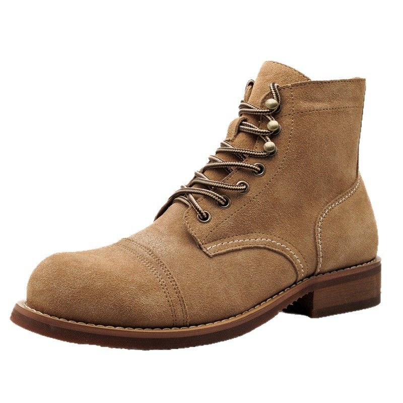 Martin 8111 American Suede Style Genuine Leather Work Men's Short Paratrooper Boots Cowhide 8083_voghion.com